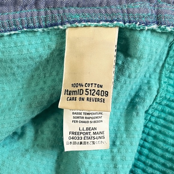 L.L. Bean Womens Comfort Corduroy Shirt 2X Shacket Button Up Turquoise Cotton - Picture 8 of 8